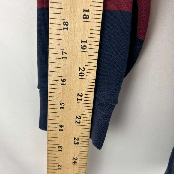 VTG Lands' End Shirt Men's L 42-44 Red Navy Striped Rugby Direct Merchants - Picture 4 of 16